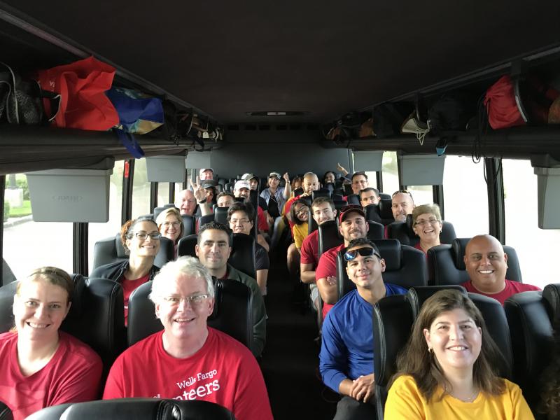 Many busloads of Wells Fargo employees and other volunteers from Miami came to the Keys to help with recovery.
